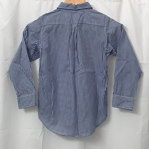 Boys Chaps Blue & White Striped Long Sleeve Button Down Shirt Size 7 EUC - Picture 5 of 6